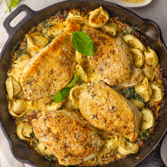 One-Skillet Chicken Tortellini Bake