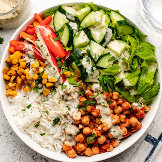 Chickpea Bowl with Tahini Dressing