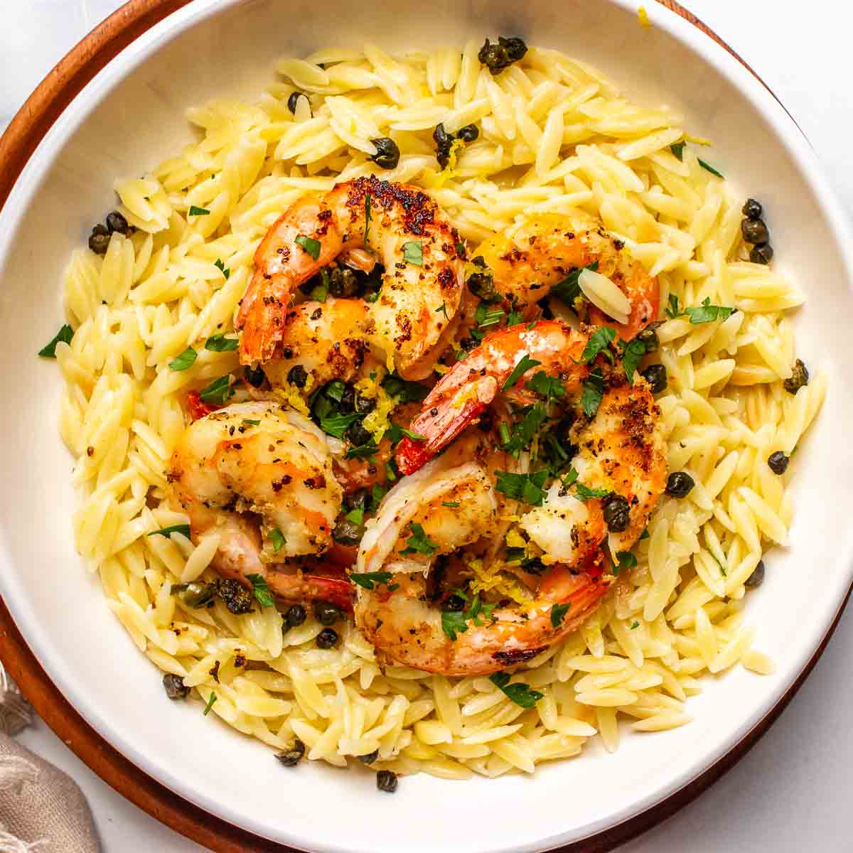 Lemon Pepper Shrimp And Orzo Bowl