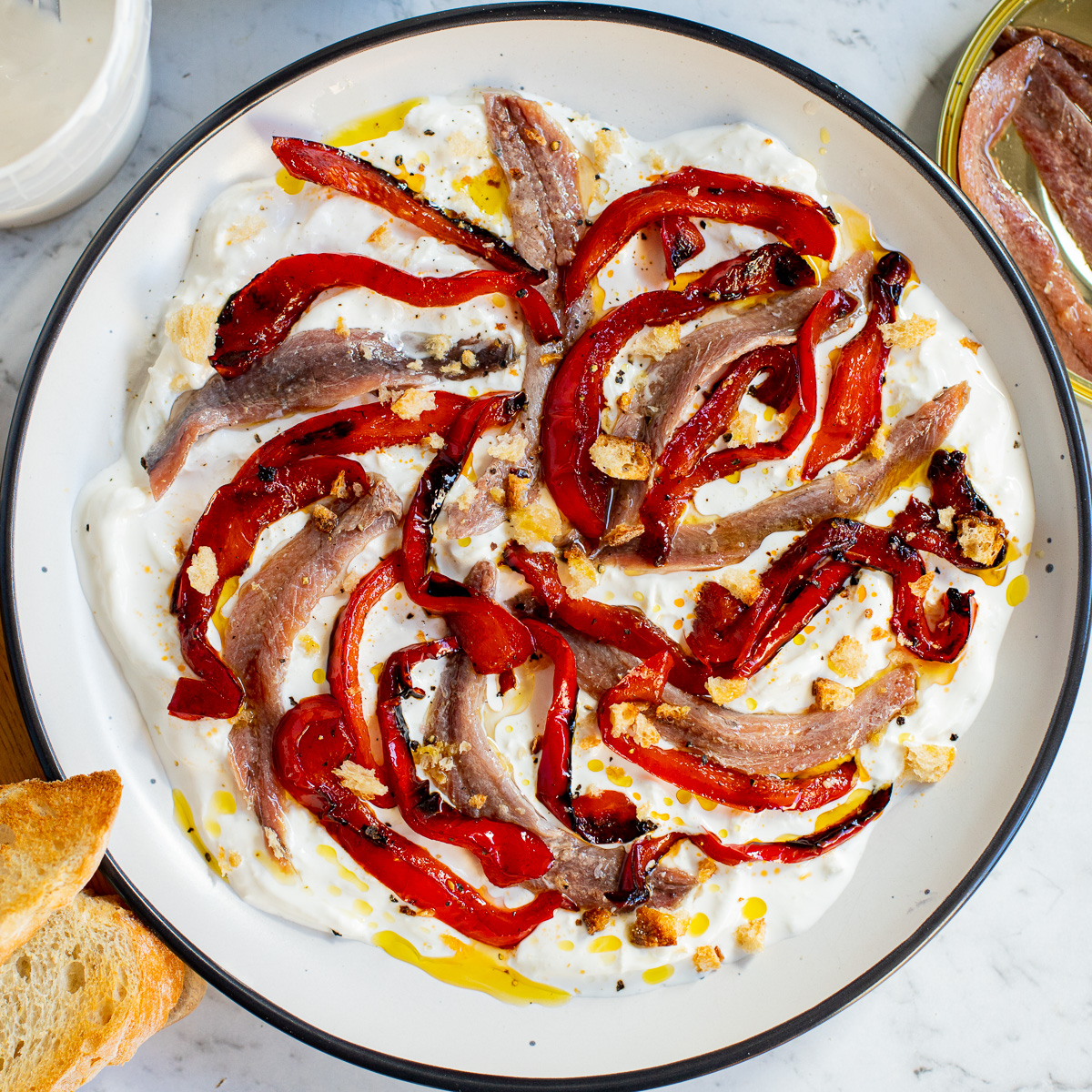 Stracciatella with Anchovies