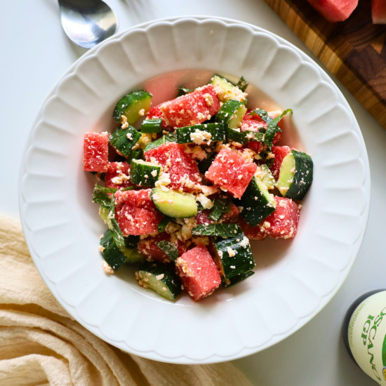 Watermelon Cucumber Feta Salad