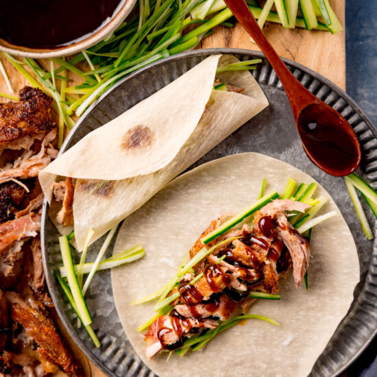 Air Fryer Crispy Duck with Pancakes