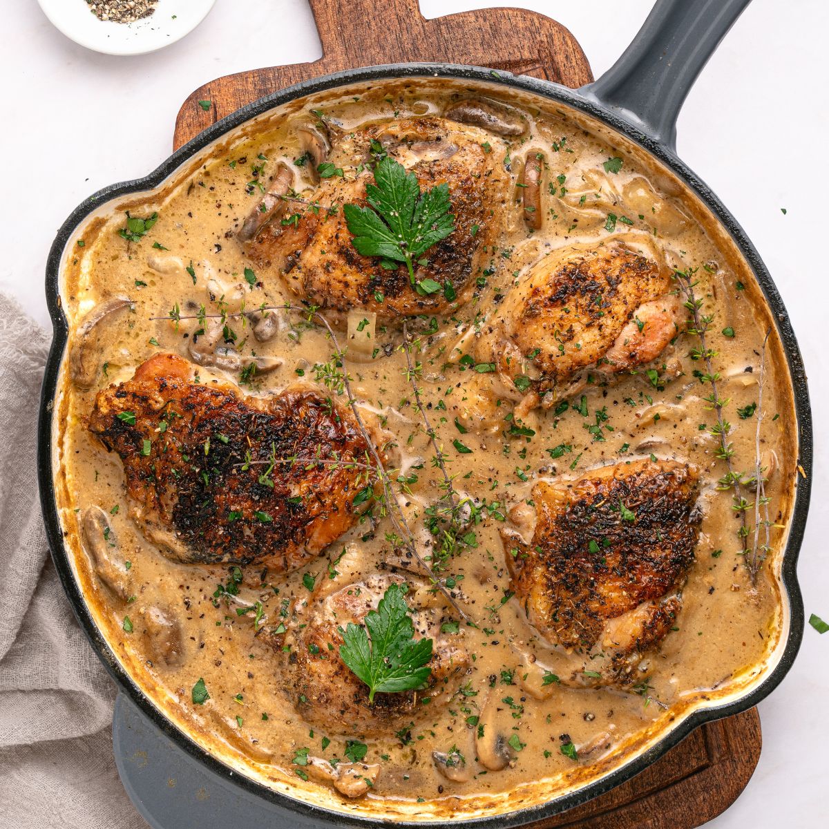 Juicy Chicken Marsala Thighs (GF)