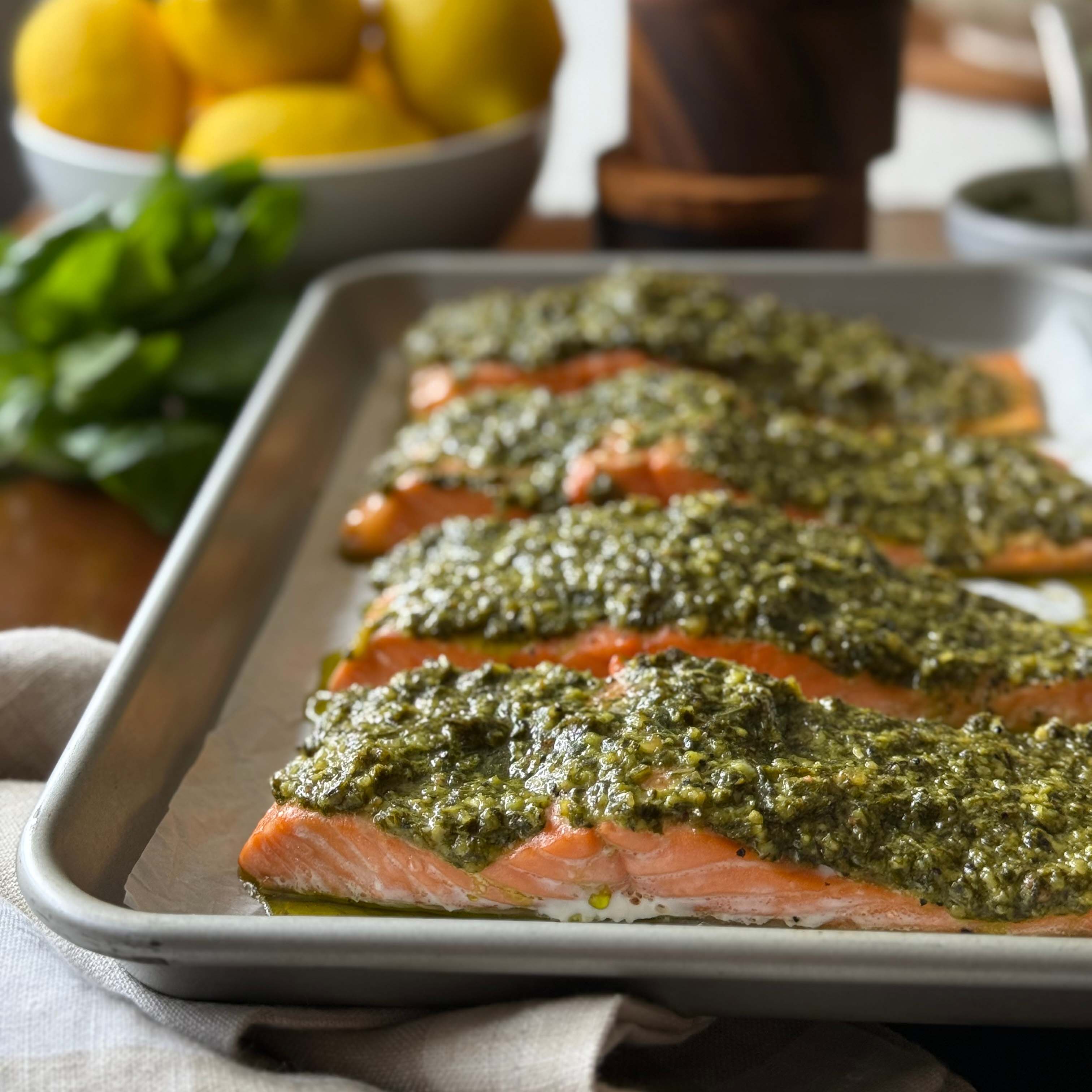Salmon with Pesto Sauce