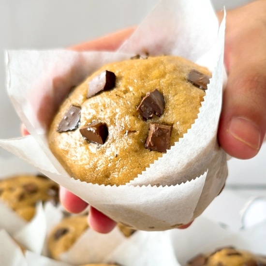Easy Chocolate Chunk Banana Muffins