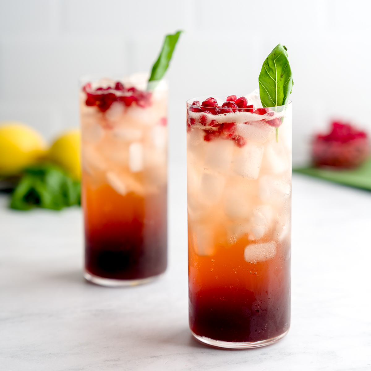 Pomegranate Basil Fizz