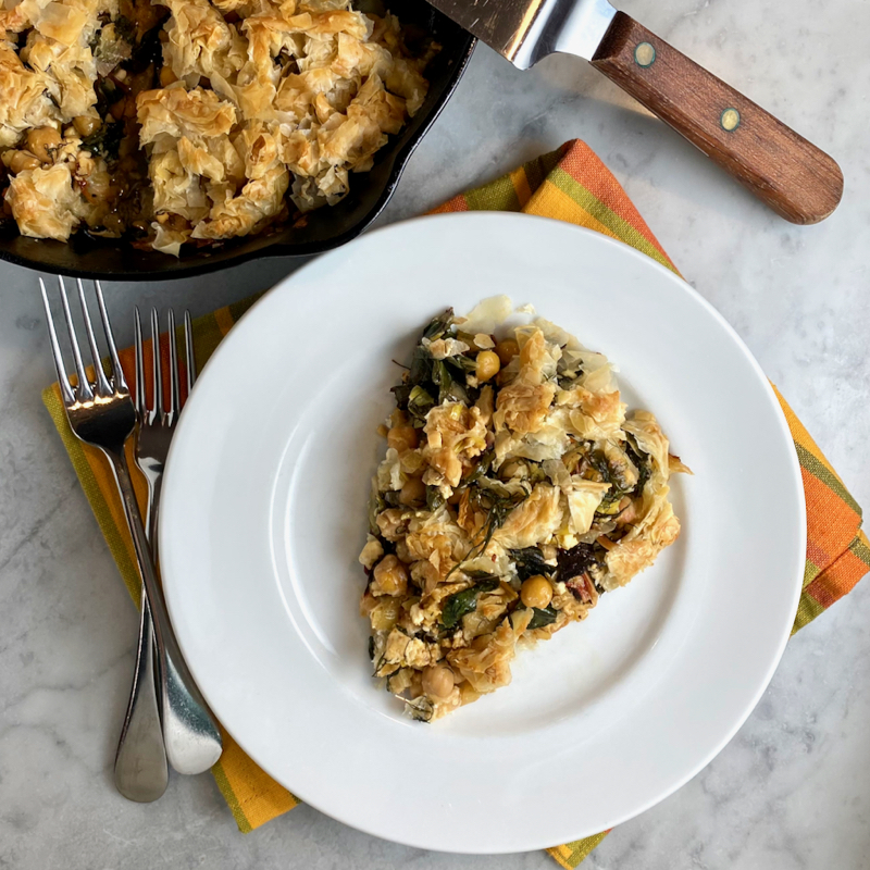 Greens, Chickpea & Feta Pie