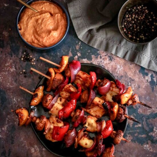 Halloumi and Veggie Skewers