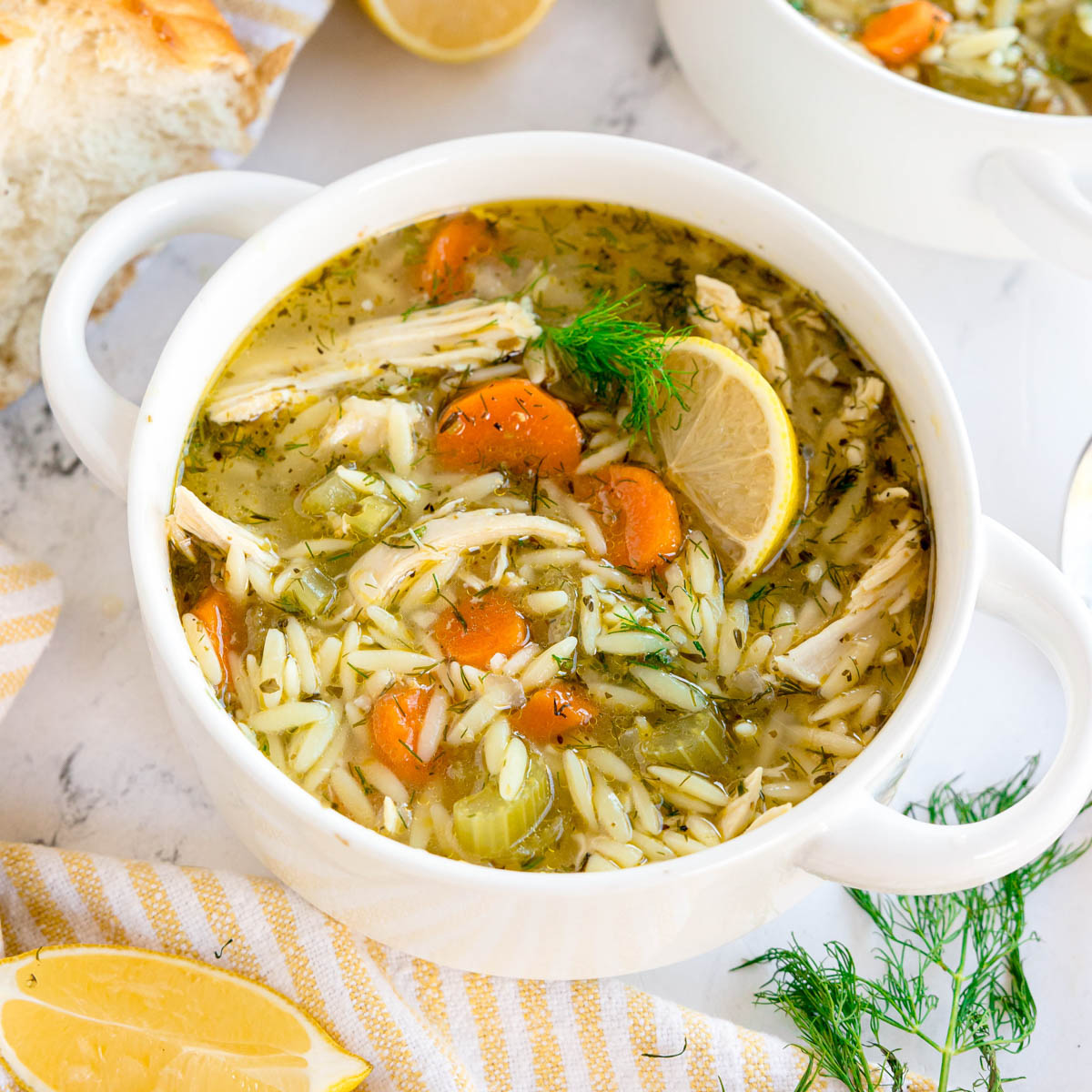 Lemon Chicken Orzo Soup
