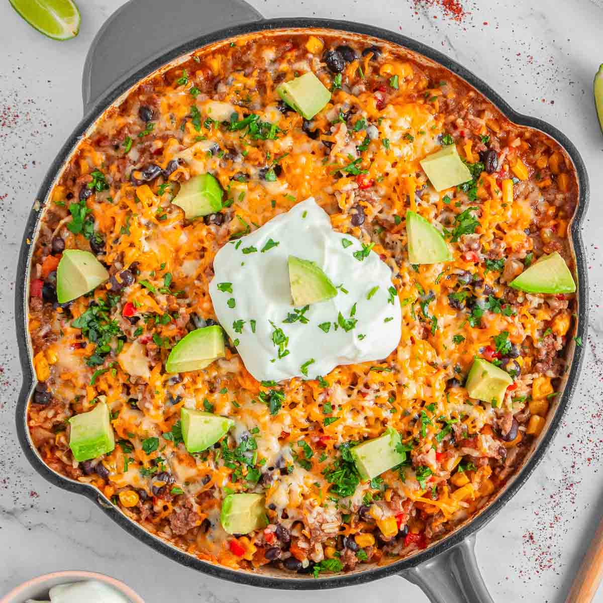 Mexican Beef and Rice Skillet