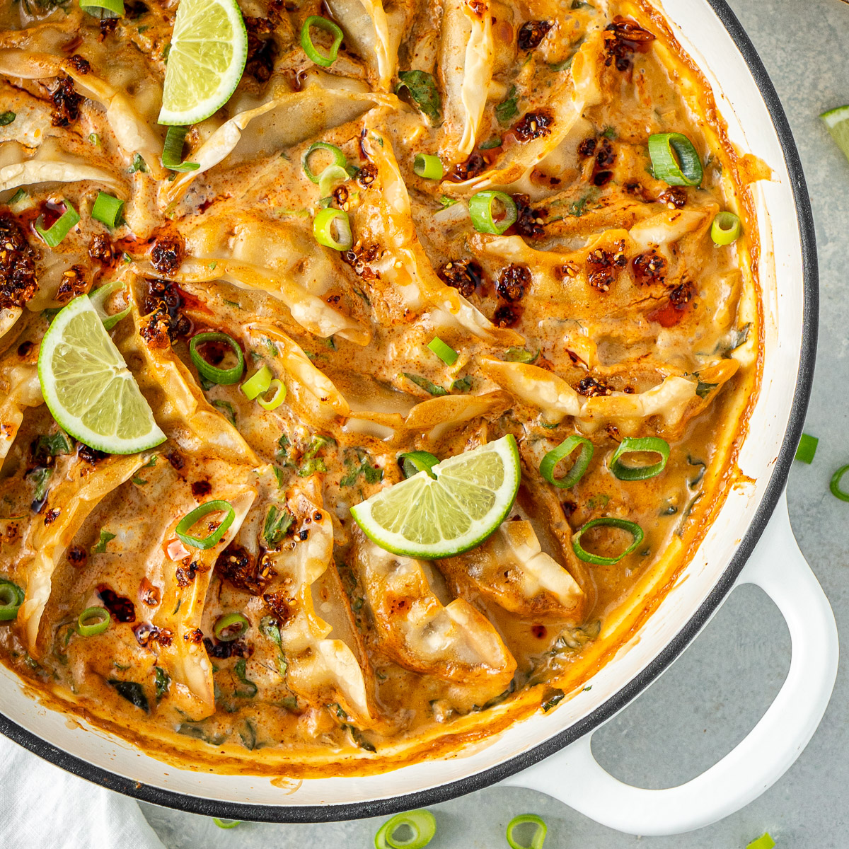 One Pan Dumpling Bake