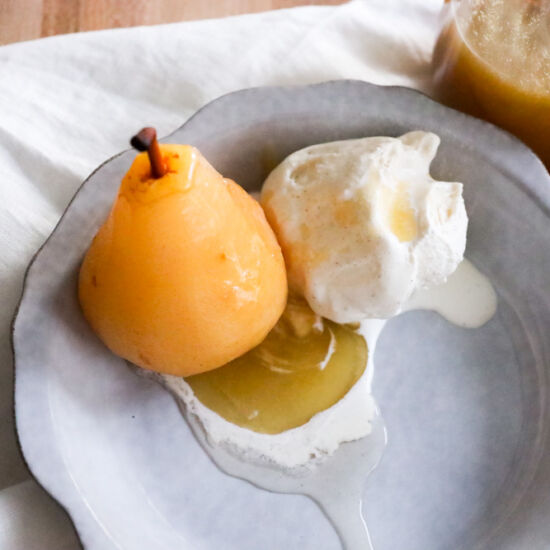 Spiced Poached Pears: Caramel Sauce