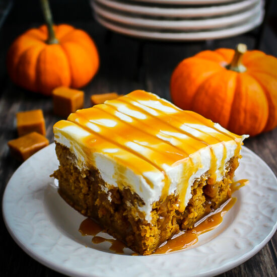 Pumpkin Caramel Poke Cake