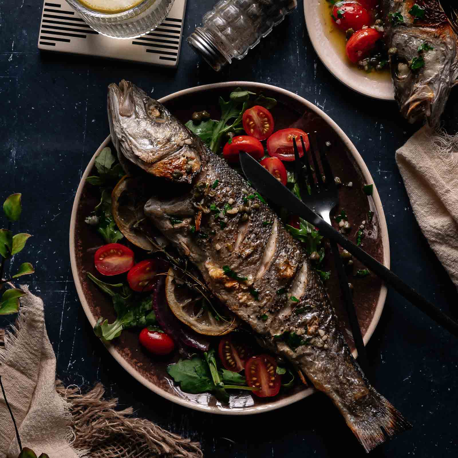 Roasted Branzino with Lemon Sauce