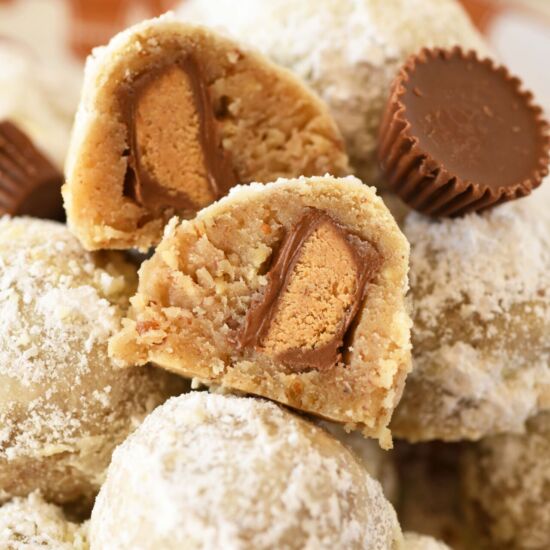 Peanut Butter Cup Stuffed Snowball