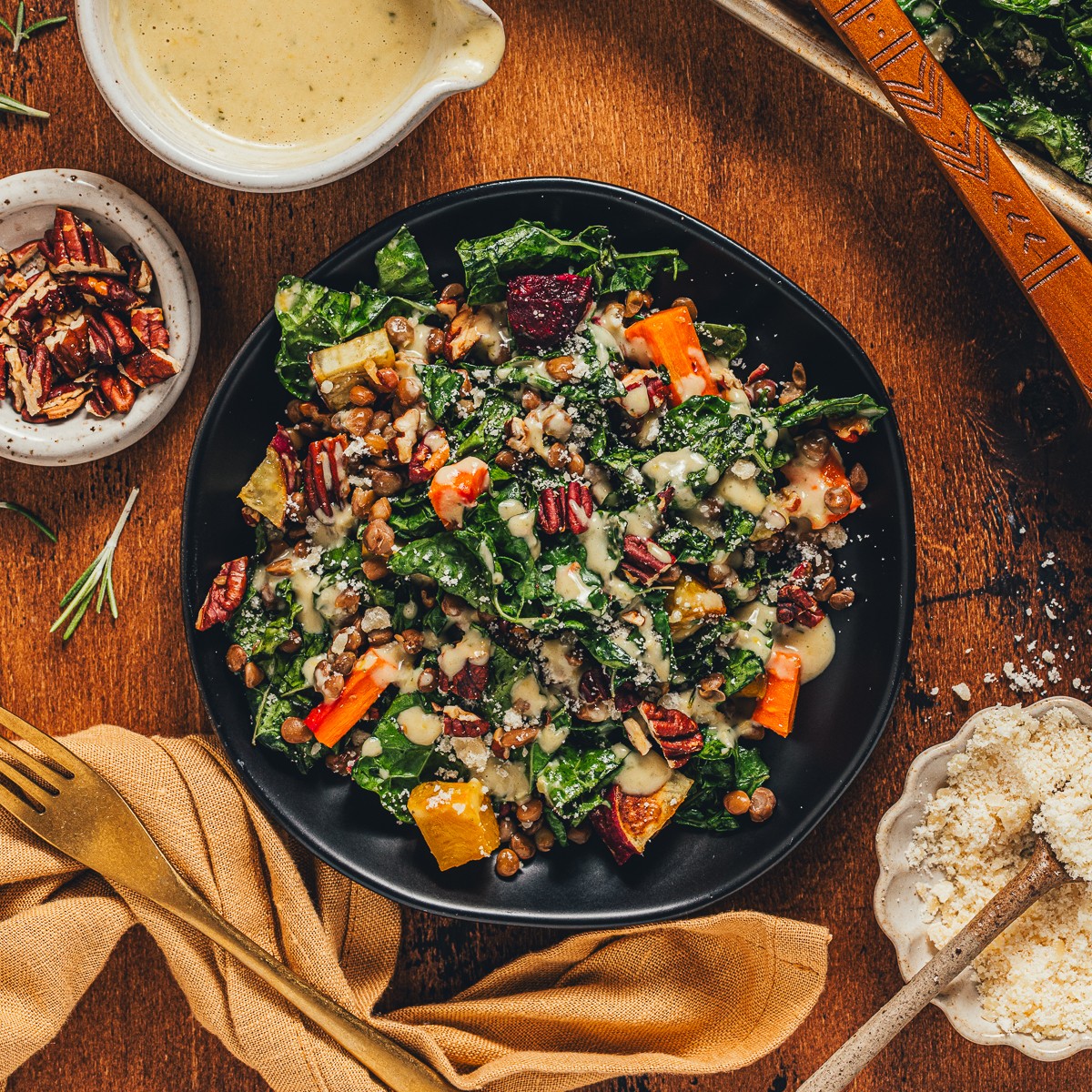 Warm Kale and Lentil Salad