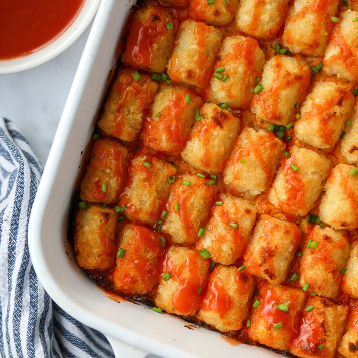 Buffalo Chicken Tater Tot Casserole