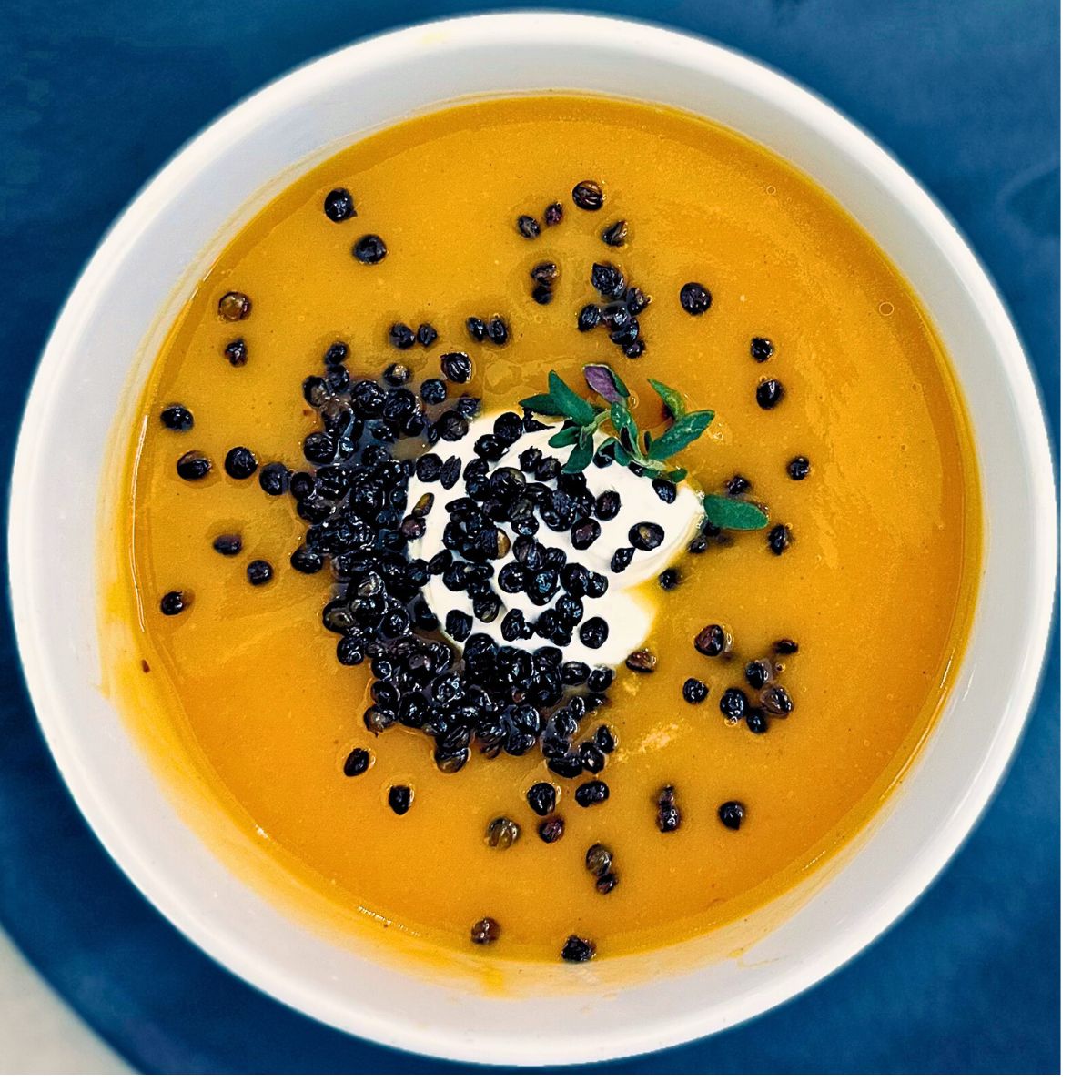 Fall Soup with Crispy Black Lentils