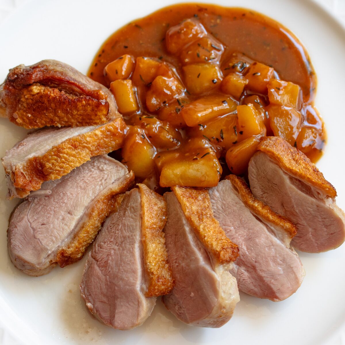 Crispy Duck Breasts With Pear