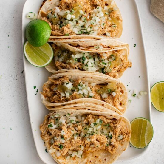 Crockpot Green Chile Chicken Tacos
