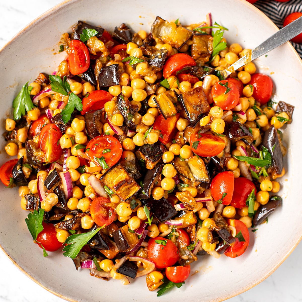 Eggplant Chickpea Salad