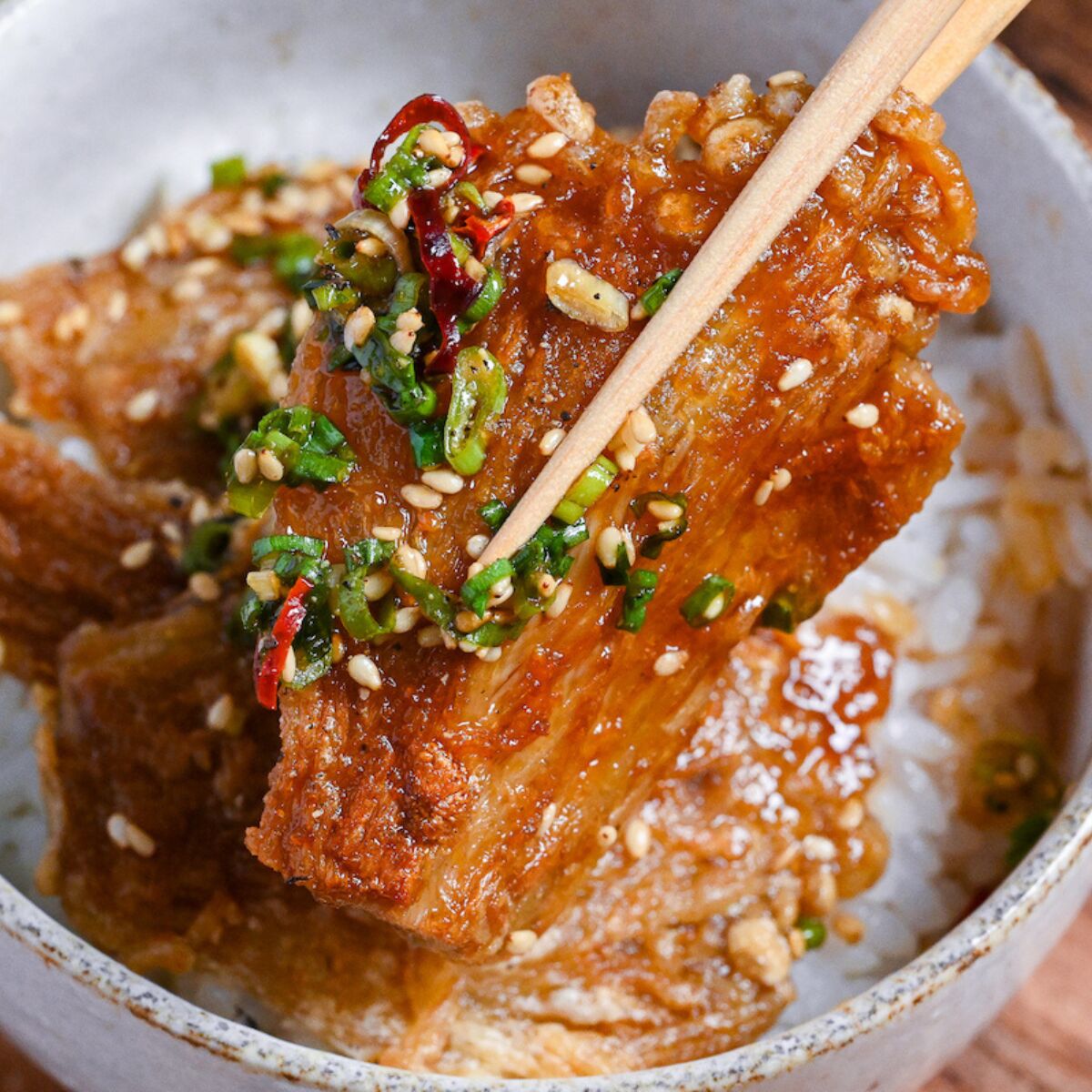 Crispy Enoki Mushroom Rice Bowl