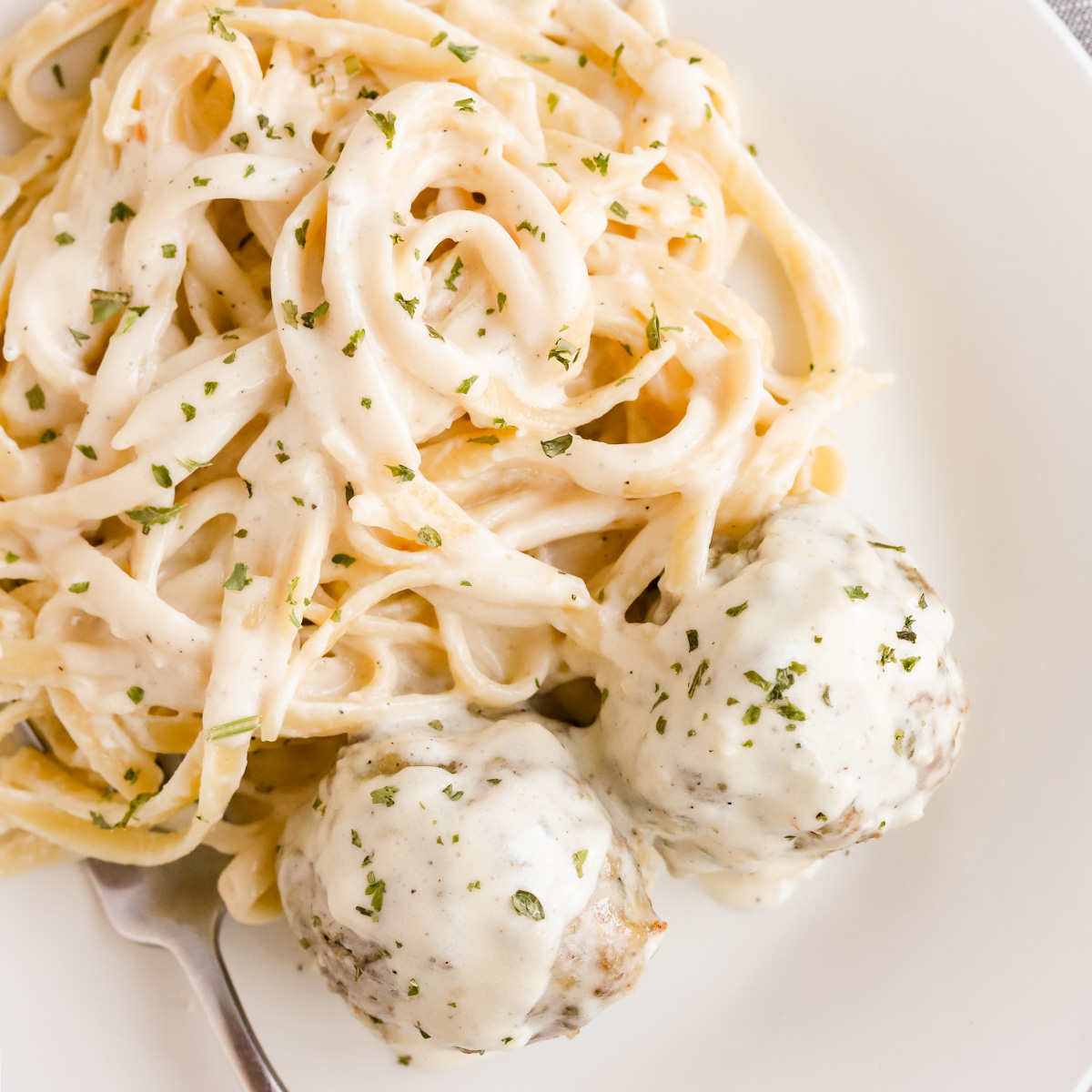 Italian Meatballs with Alfredo
