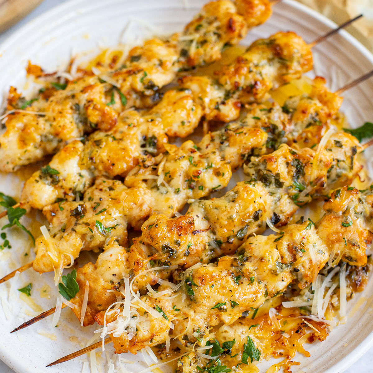 Garlic Parmesan Chicken Skewers