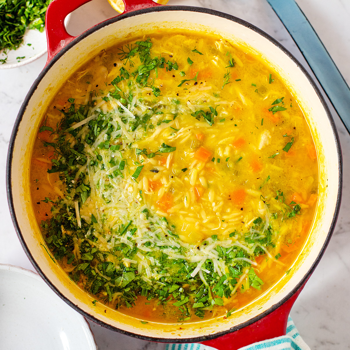 Lemon Chicken Orzo Soup