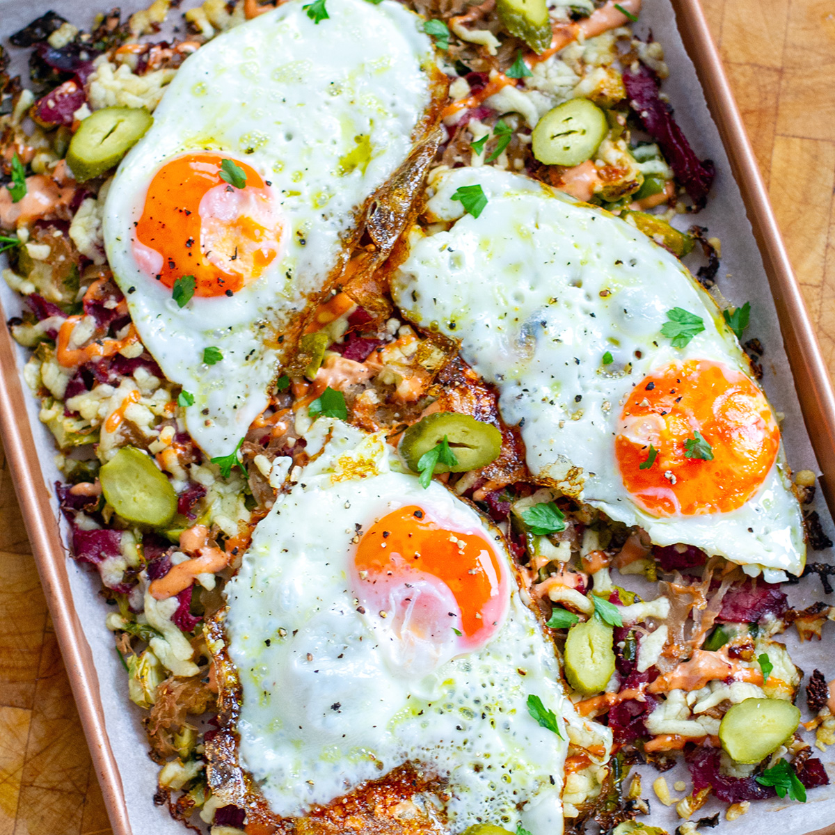 Pastrami & Eggs Sheet Pan Breakfast