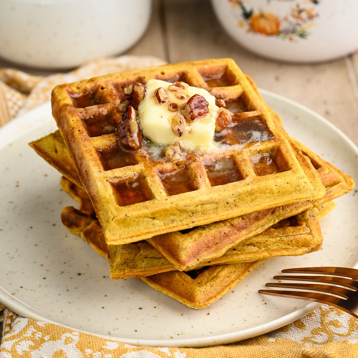 Pecan Pumpkin Waffles