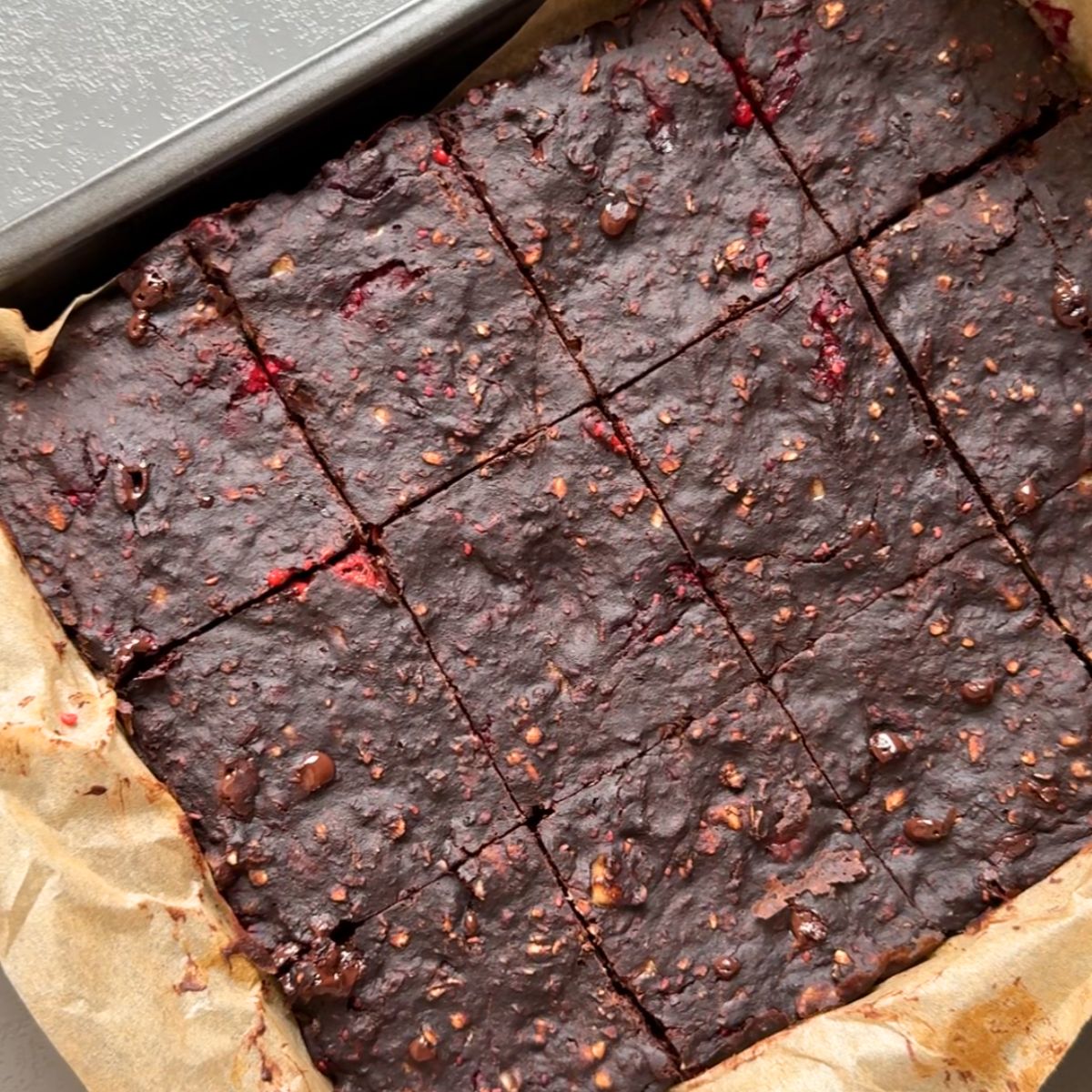 Healthier Raspberry Brownies