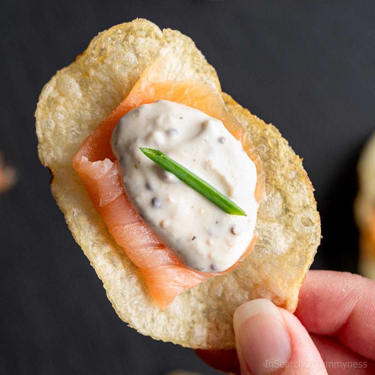 Smoked Salmon Potato Chip Canapé