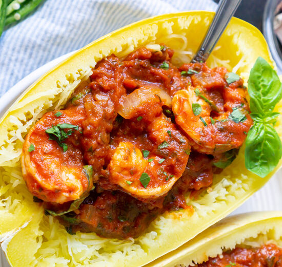 Spaghetti Squash Shrimp Marinara