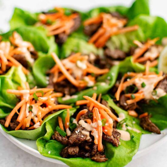Sesame Garlic Steak Lettuce Wraps