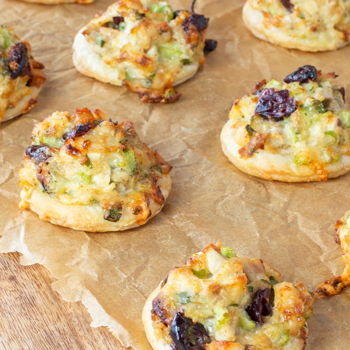Turkey Cranberry Puff Pastry Bites