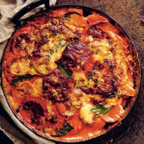 Beetroot Celeriac Potato Gratin