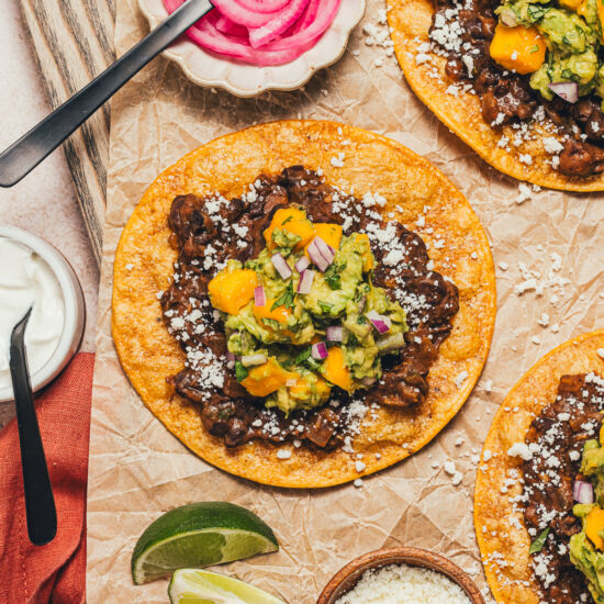 Black Bean Tostadas with Mango