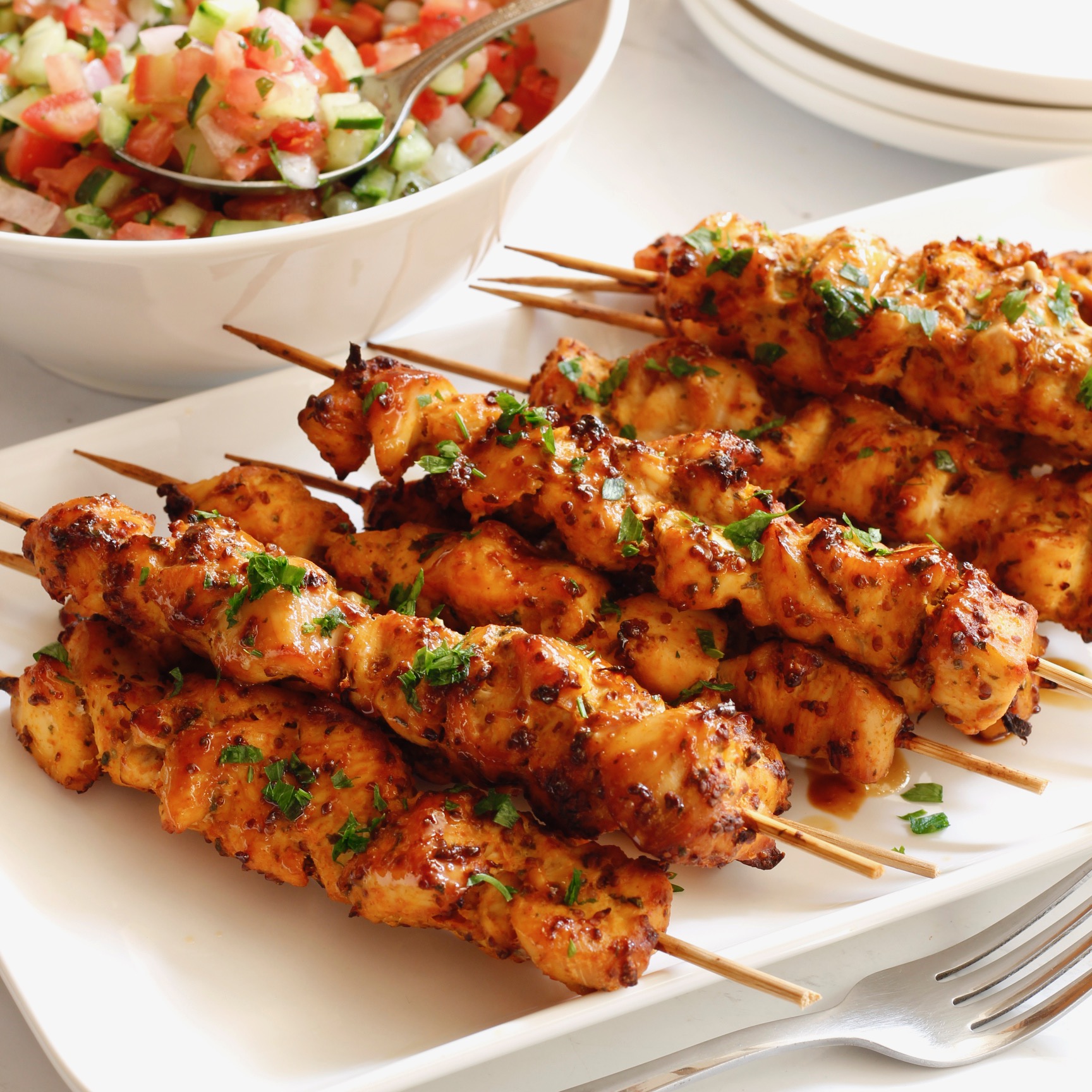 Mustard and Paprika Chicken Skewers