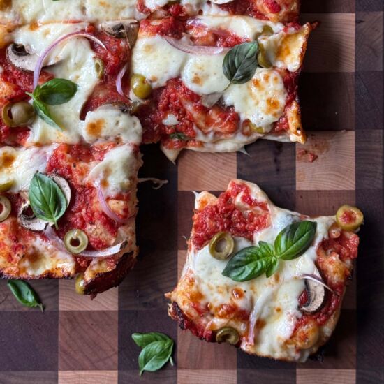 Detroit-Style Vegetarian Pizza