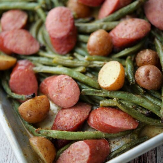 Sheet Pan Honey Mustard Kielbasa