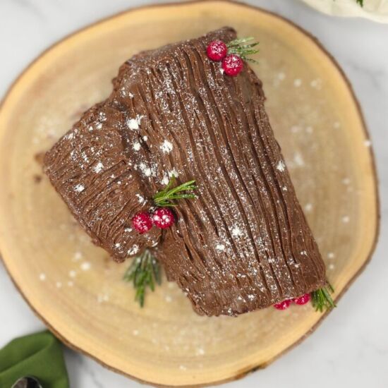 Flourless Chocolate Yule Log Cake