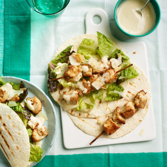 Air Fryer Chicken Caesar Skewers