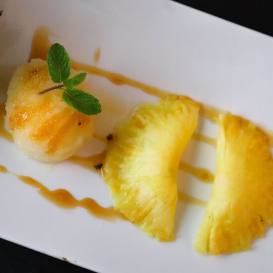 Pineapple Ravioli with Sorbet