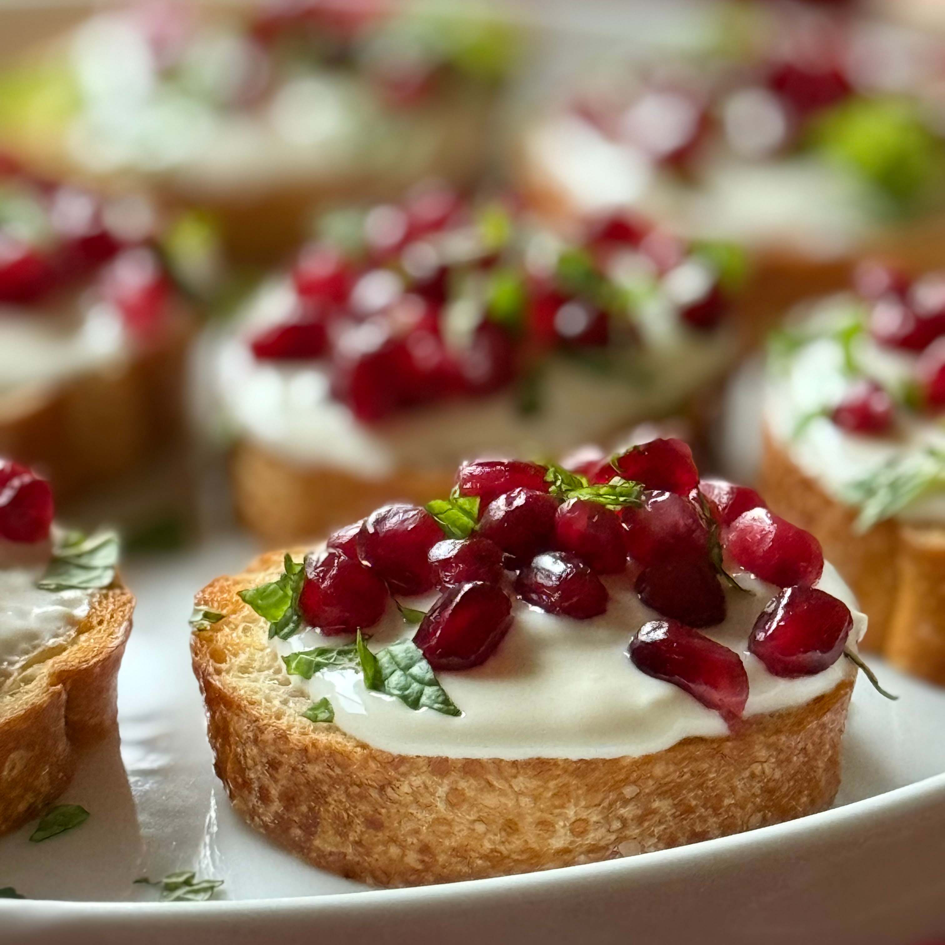 Pomegranate & Mint Crostini