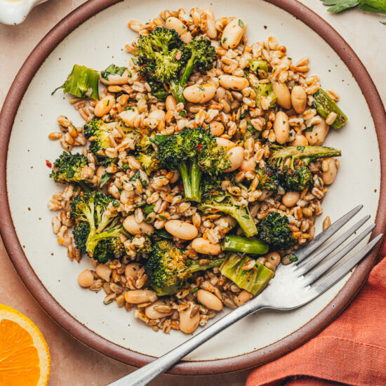 Roasted Broccoli Farro Salad