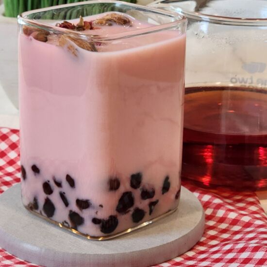 Rose Milk Tea with Boba