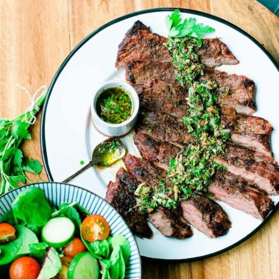 Grilled Skirt Steak and Chimichurri
