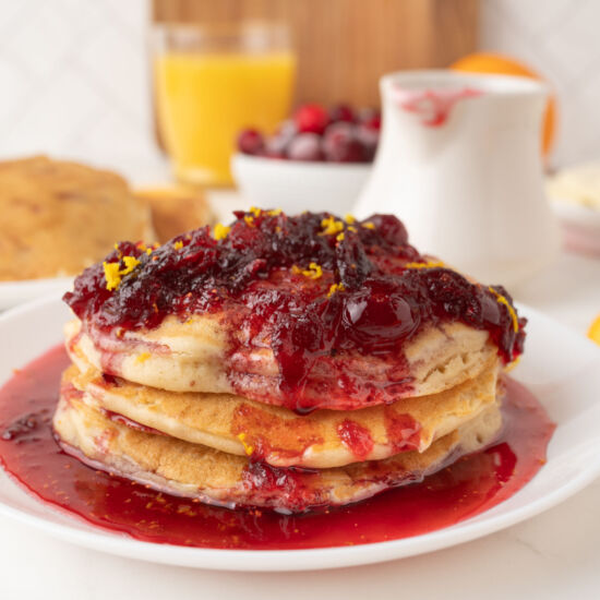 Cranberry Orange Pancakes and Syrup
