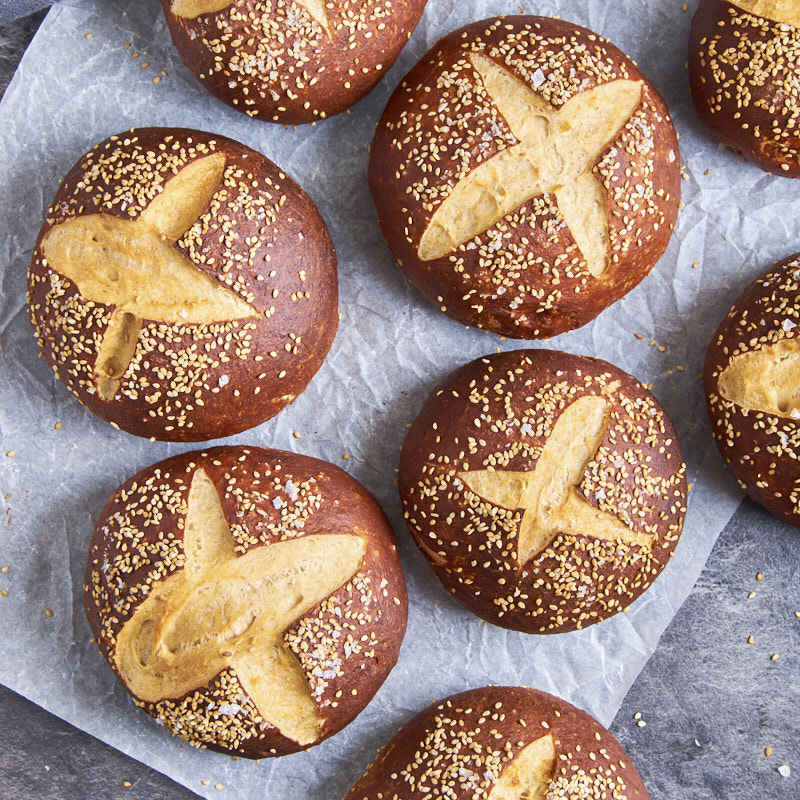 Sourdough Brioche Pretzel Buns